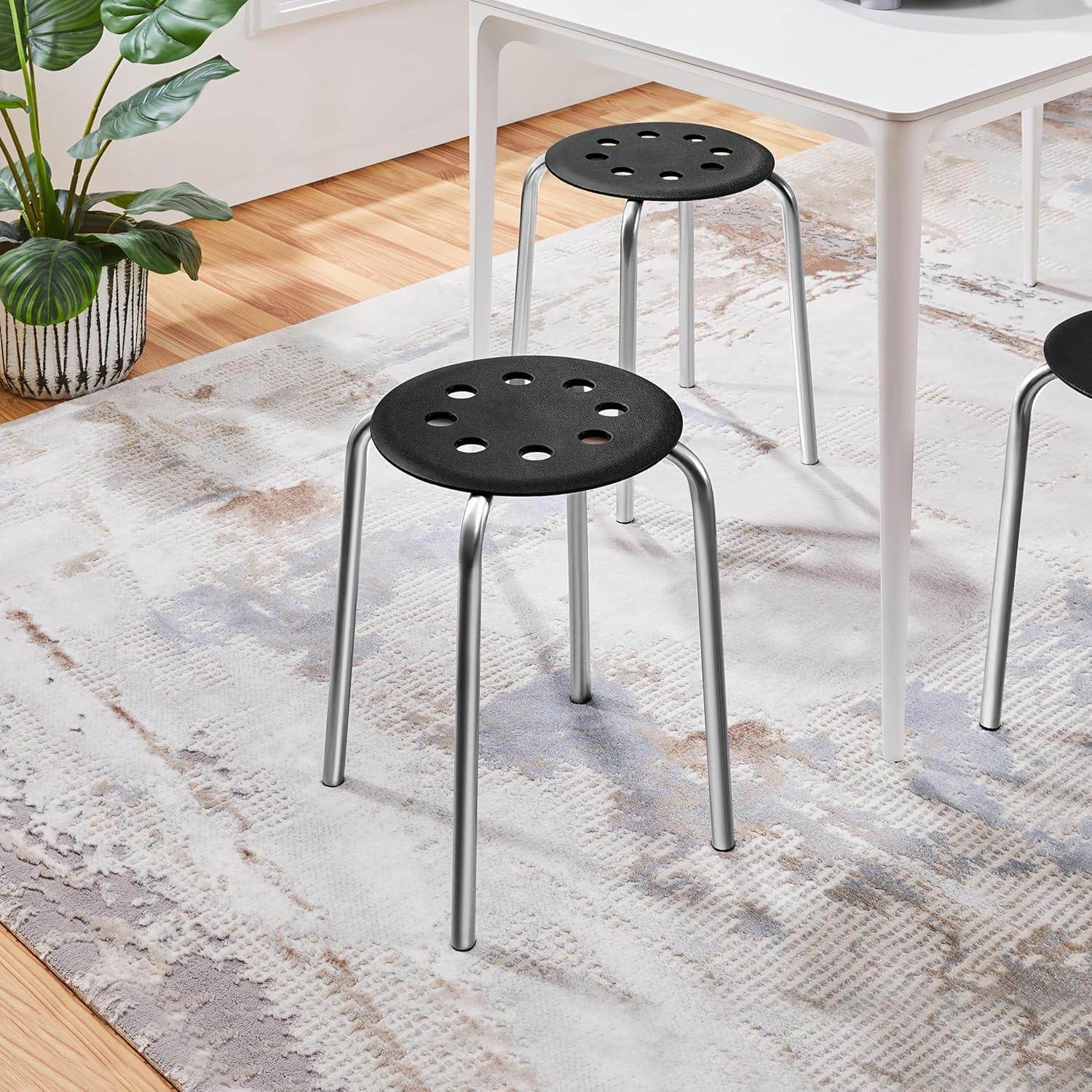 Taburetes Apilables Yaheetech de Plástico 43.9cm Plateado - Juego de 5