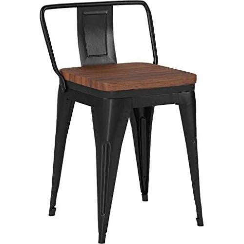 Juego de 4 Taburetes de Bar Metal Changjie 45.72 cm Negro