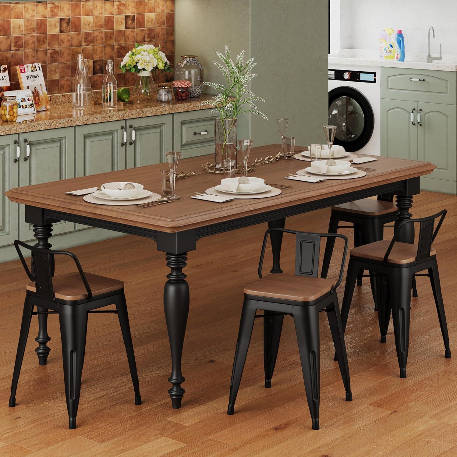 Juego de 4 Taburetes de Bar Metal Changjie 45.72 cm Negro