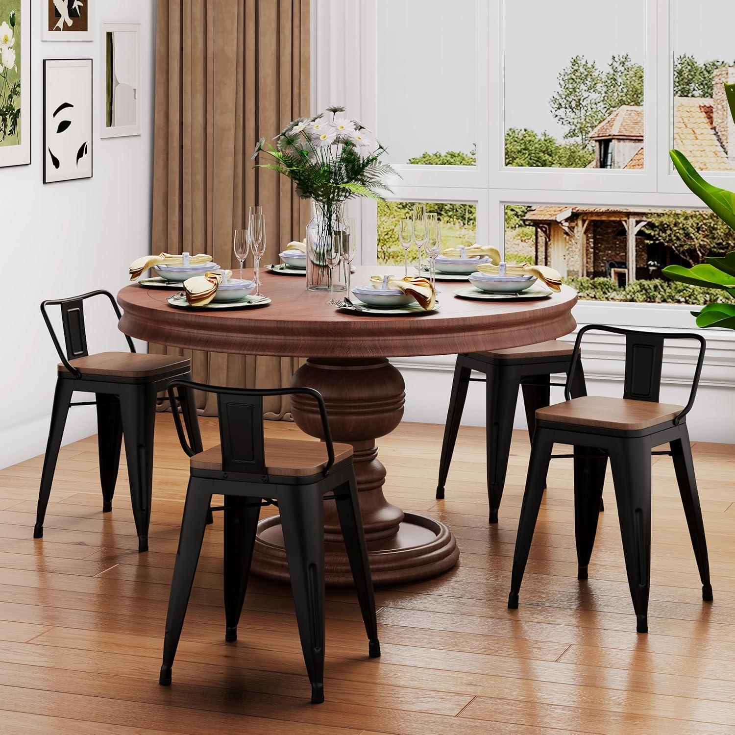 Juego de 4 Taburetes de Bar Metal Changjie 45.72 cm Negro