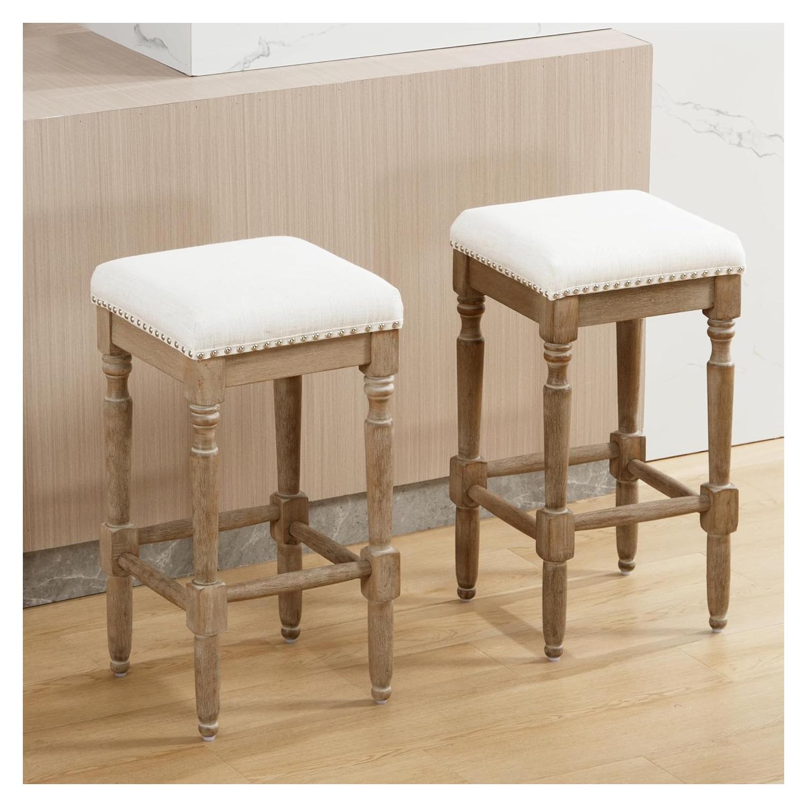 Taburetes de cocina rústicos LZAREAL, juego de 2, 34.92 cm