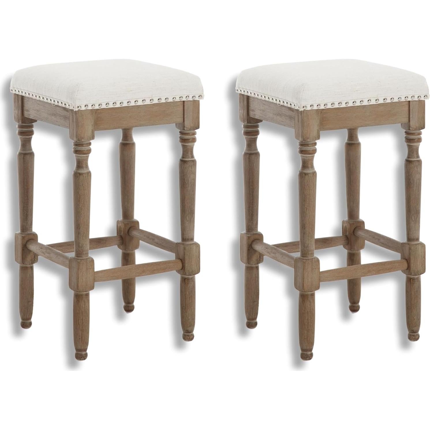 Taburetes de cocina rústicos LZAREAL, juego de 2, 34.92 cm