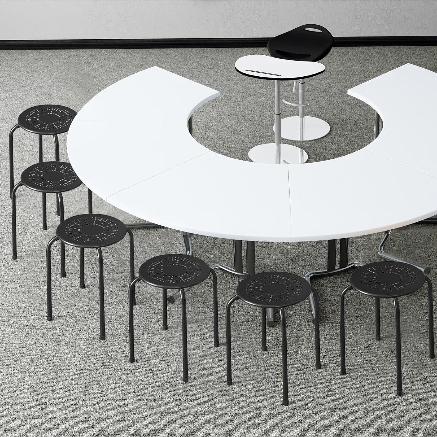 Taburetes Apilables POWERSTONE Paquete de 6 Negro 29.21x44.45cm