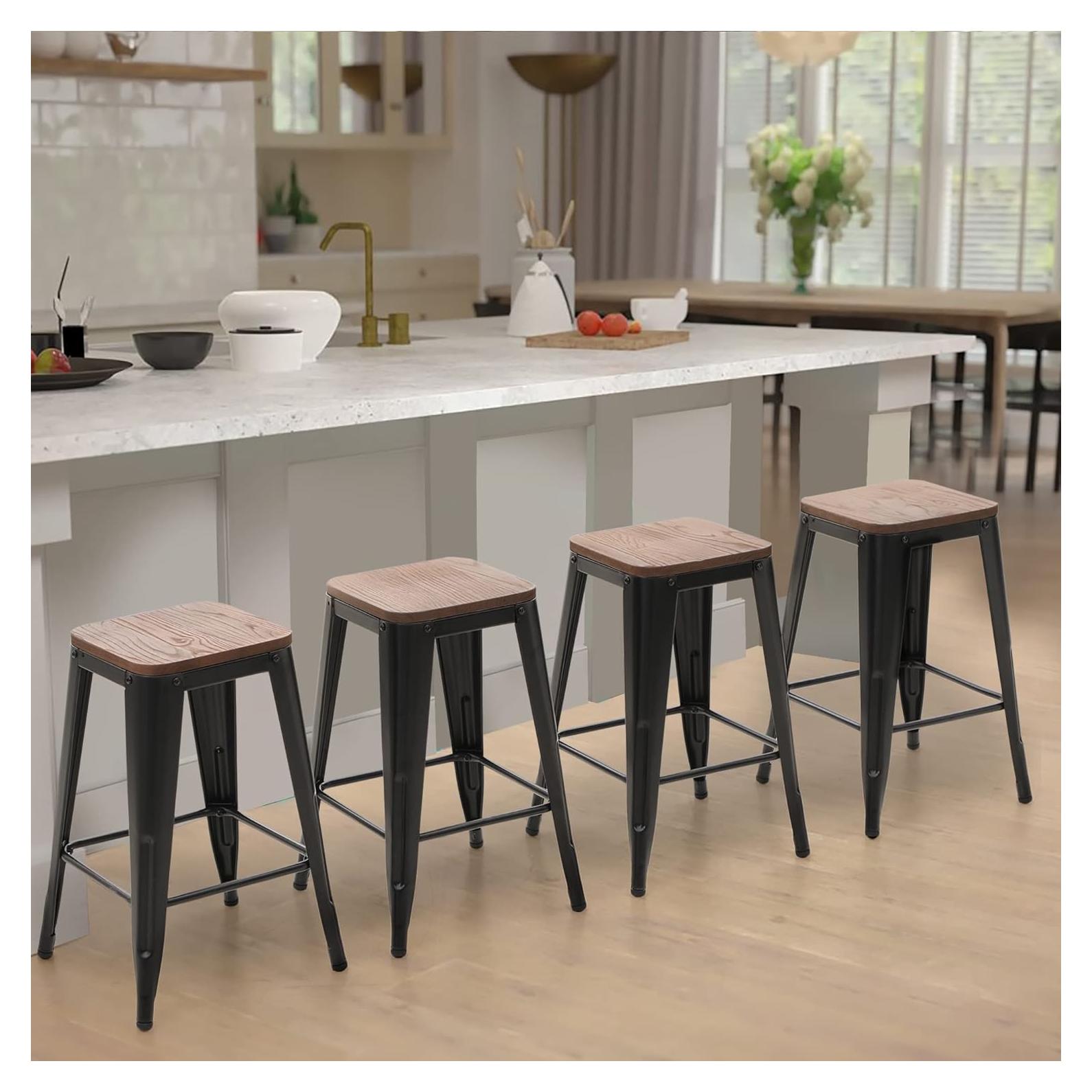 Juego de 4 Taburetes de Bar Metal Sophia & William 61 cm