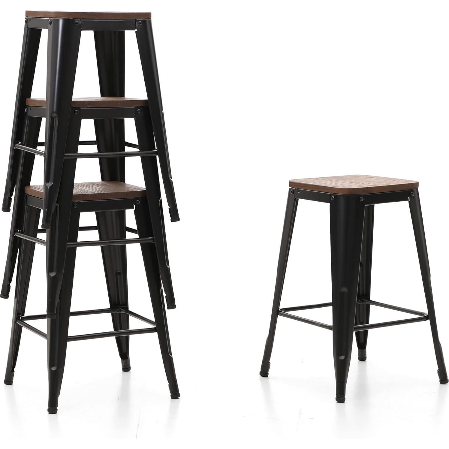 Juego de 4 Taburetes de Bar Metal Sophia & William 61 cm