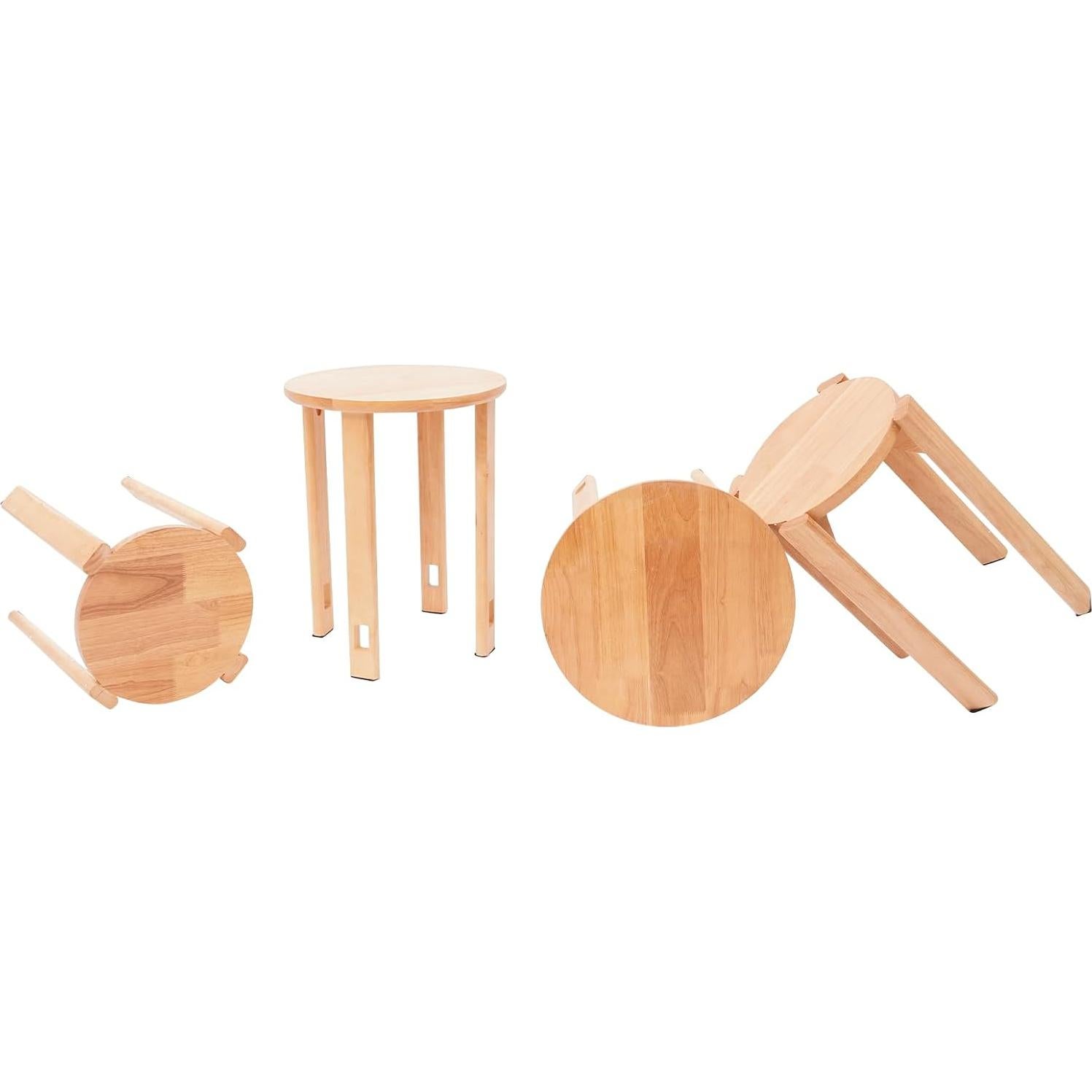 Juego de 4 Taburetes Apilables de Madera Kreiaoer 46.99 cm