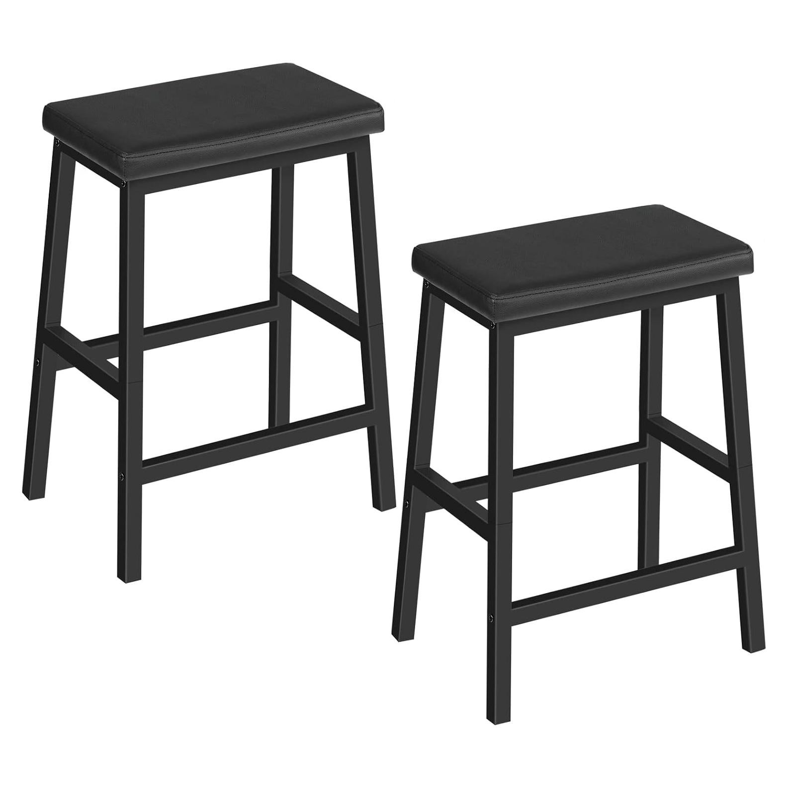 Set de 2 Taburetes de Bar HOOBRO 61 cm Cuero PU Negro
