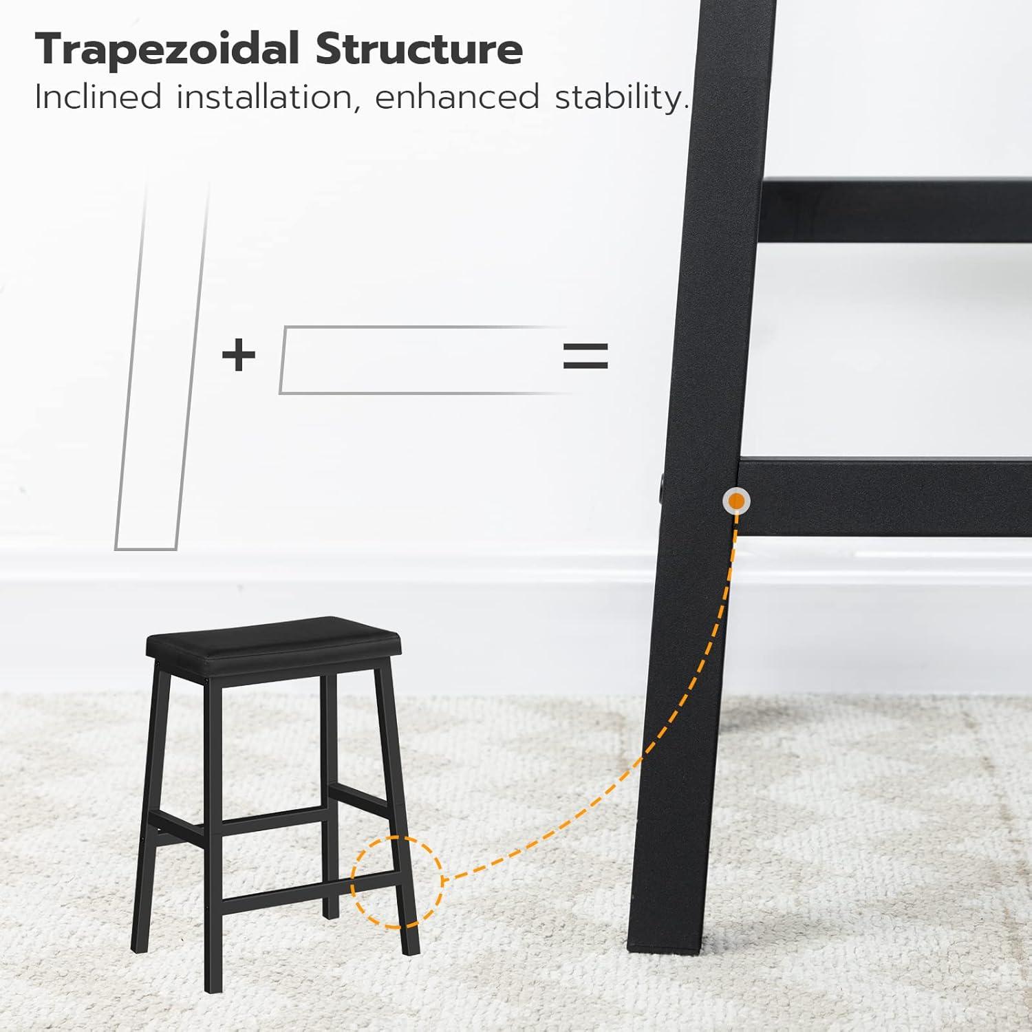 Set de 2 Taburetes de Bar HOOBRO 61 cm Cuero PU Negro