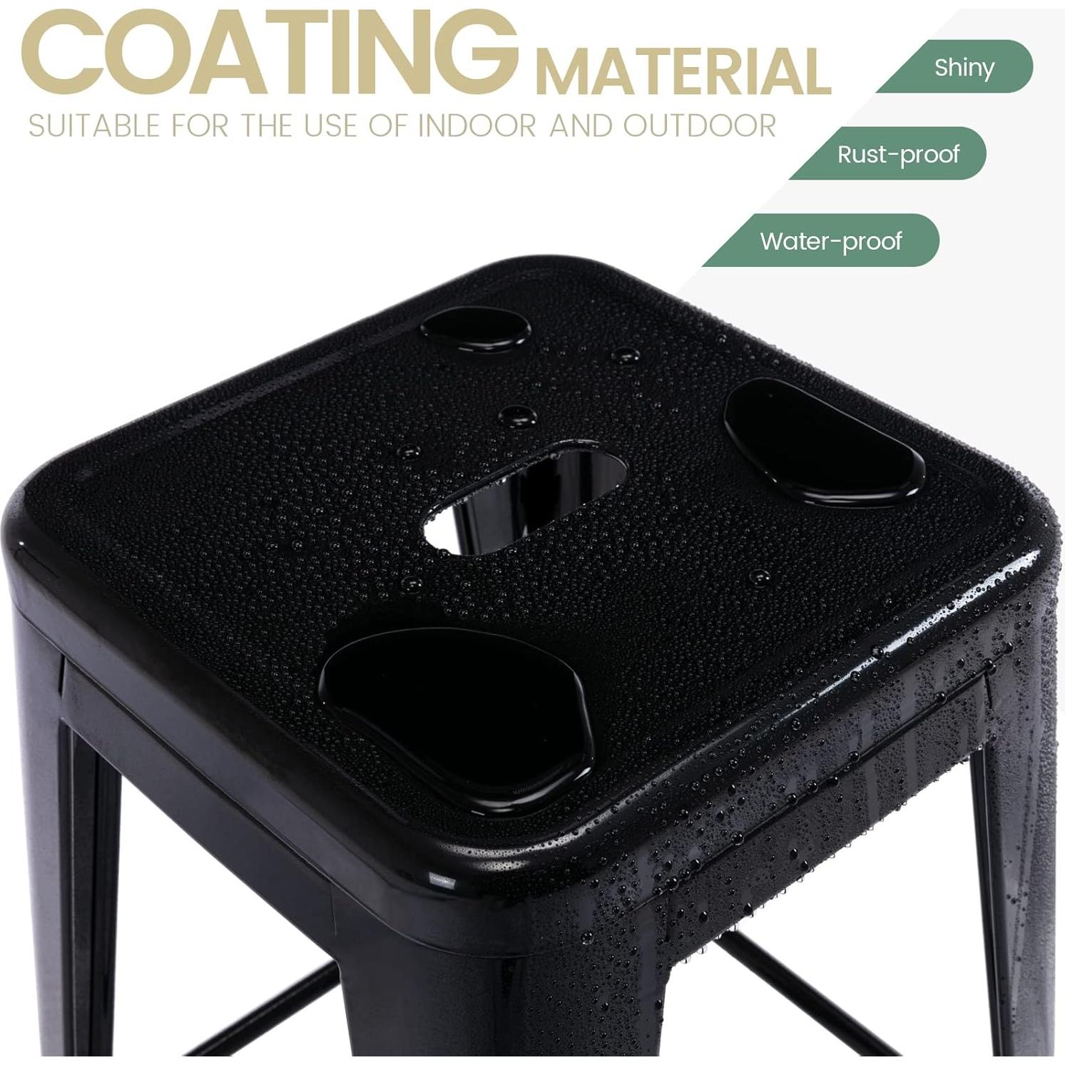 Taburetes de Bar de Metal Vogue 61 cm Altura 4 Piezas Negro