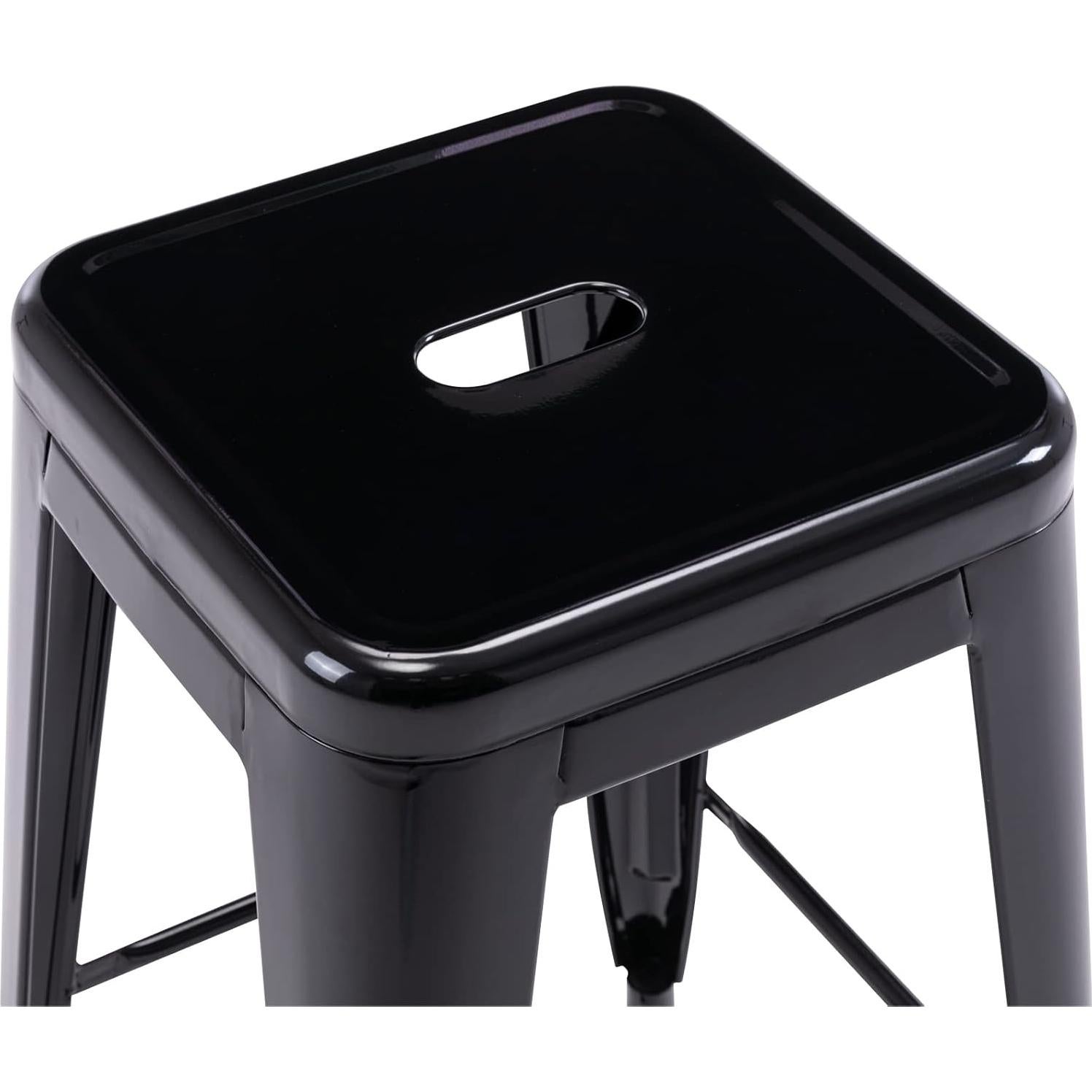 Taburetes de Bar de Metal Vogue 61 cm Altura 4 Piezas Negro