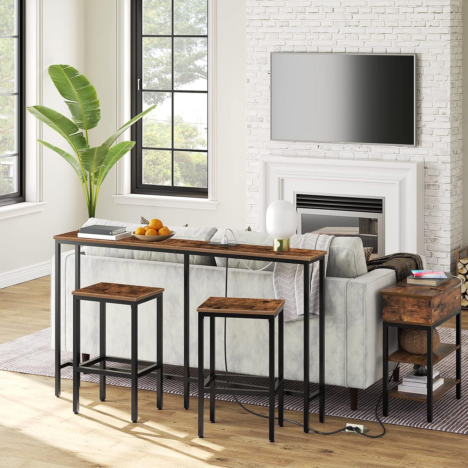 Juego de 2 Taburetes de Bar MAHANCRIS Marrón Rústico 65cm