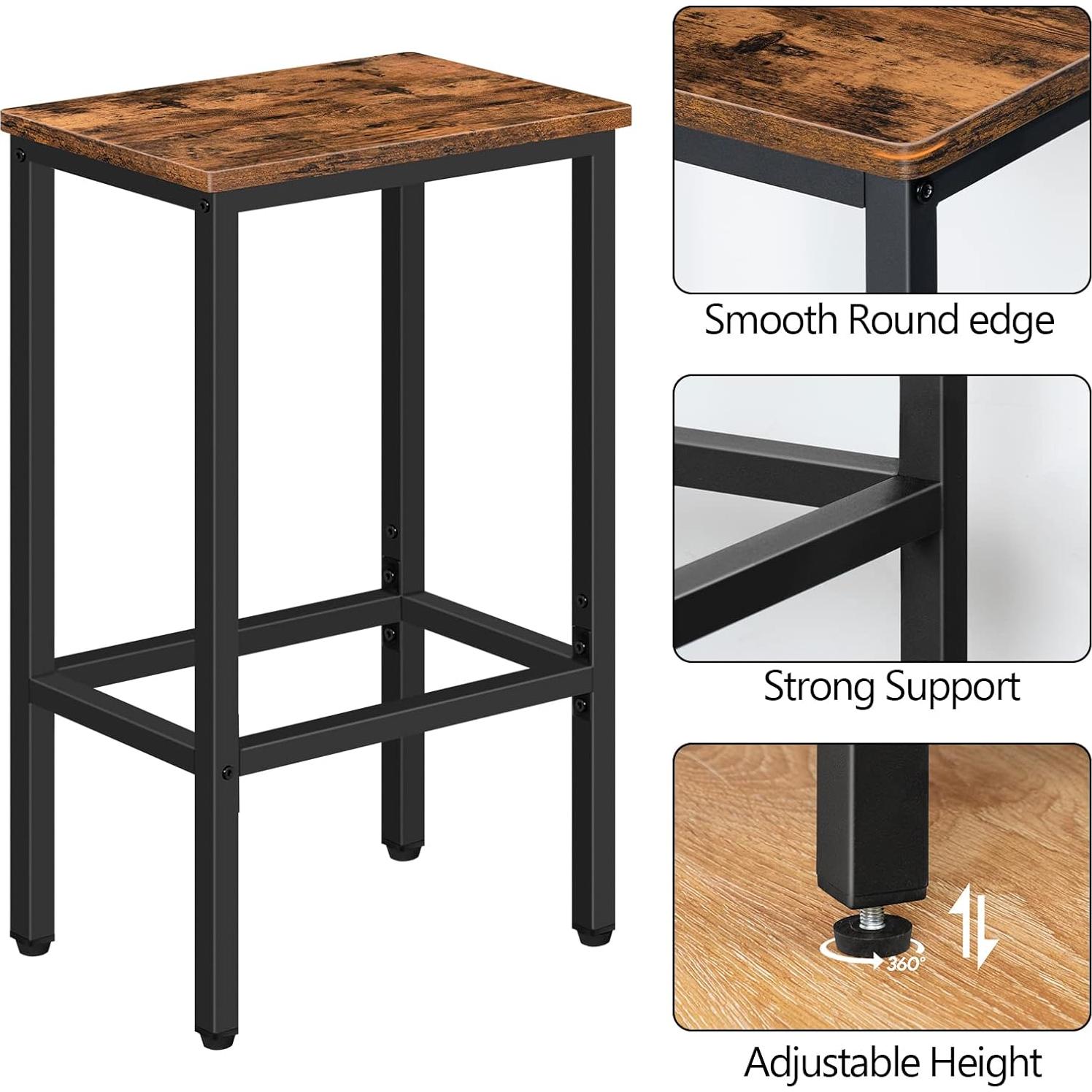 Juego de 2 Taburetes de Bar MAHANCRIS Marrón Rústico 65cm