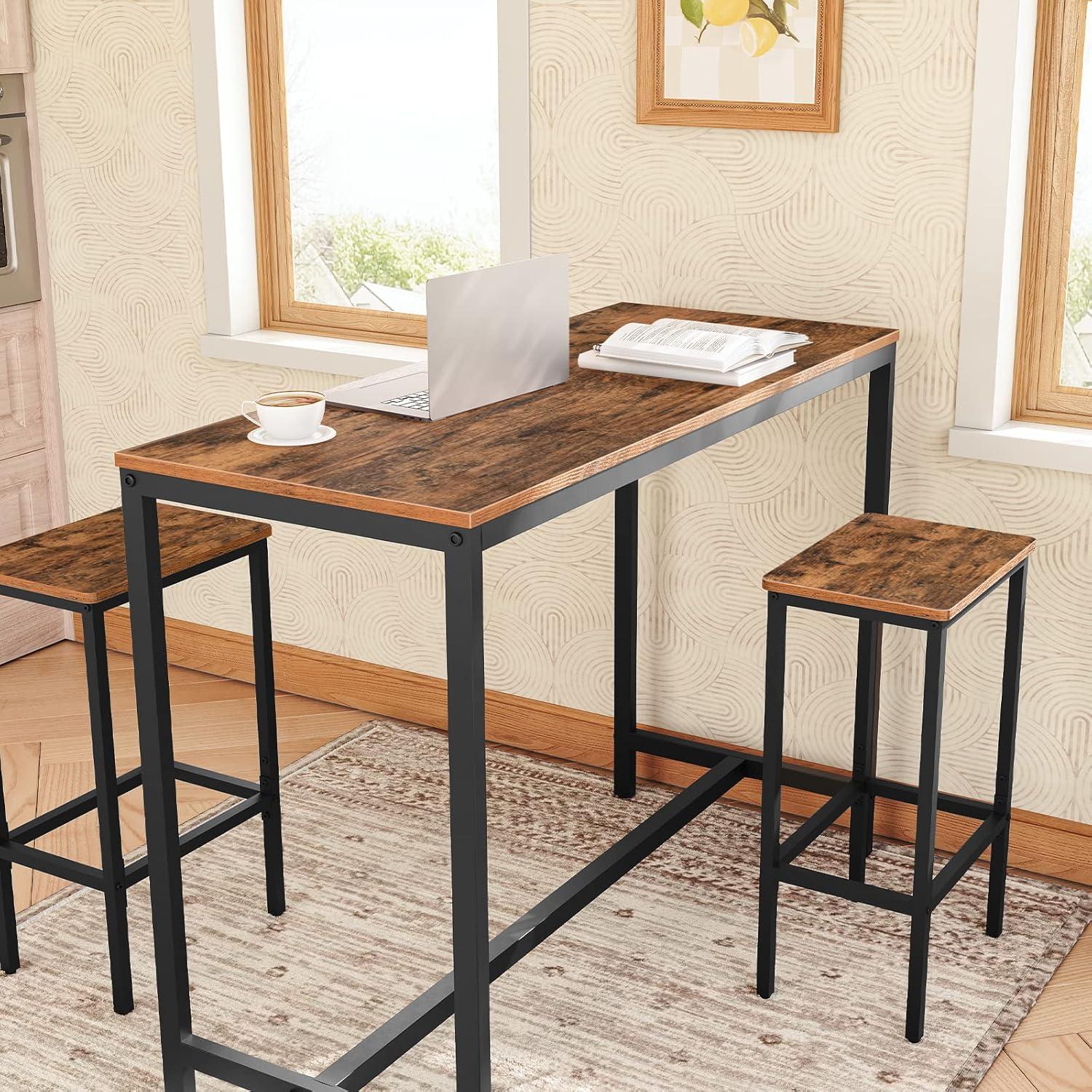 Juego de 2 Taburetes de Bar MAHANCRIS Marrón Rústico 65cm