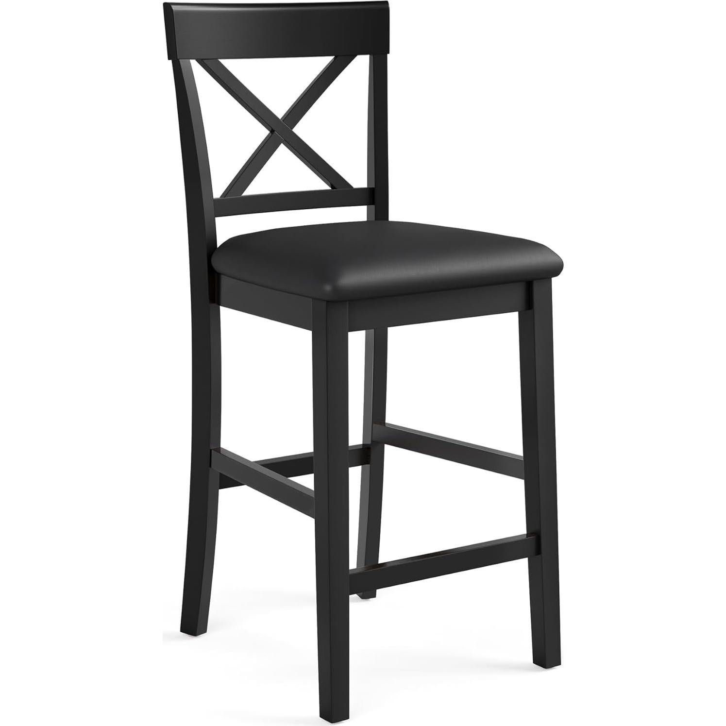 Set de 4 Taburetes de Bar Cozyman con Respaldo Negro 66 cm
