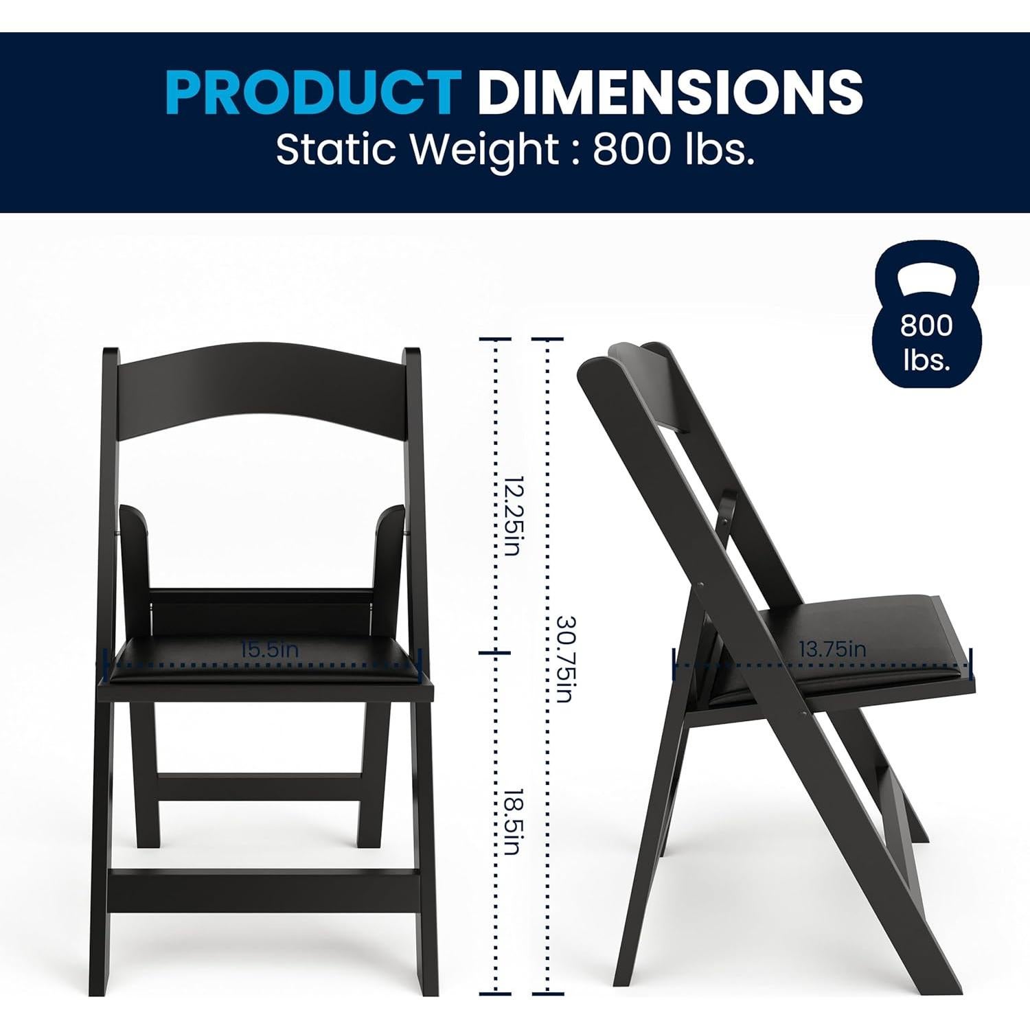 Juego de 4 Sillas Plegables Flash Furniture Negro 453.6 kg