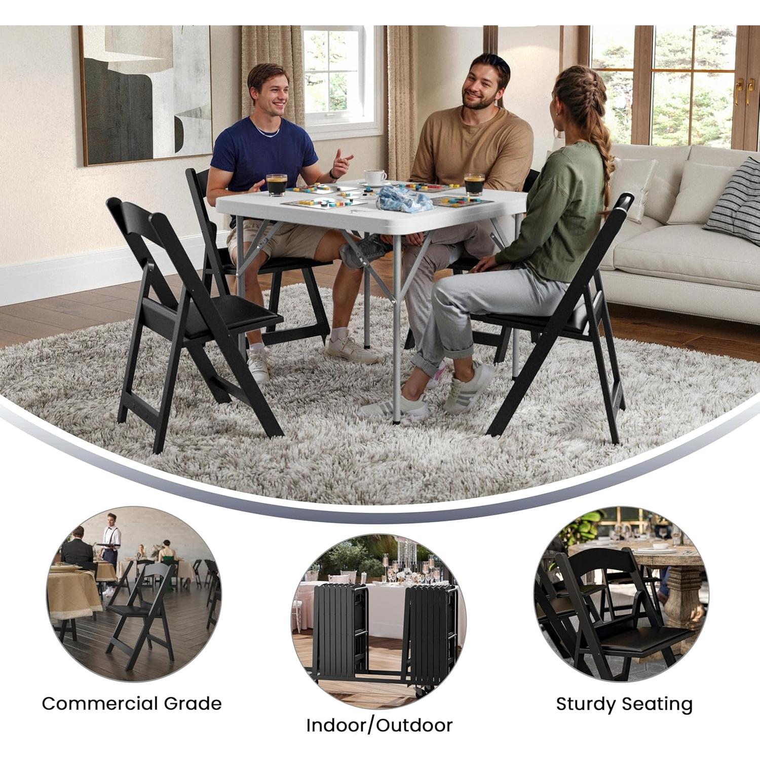 Juego de 4 Sillas Plegables Flash Furniture Negro 453.6 kg