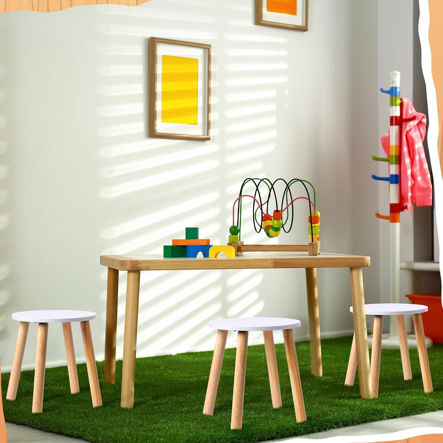 Taburete de Madera Wenqik 4 Piezas Blanco 26.2 cm