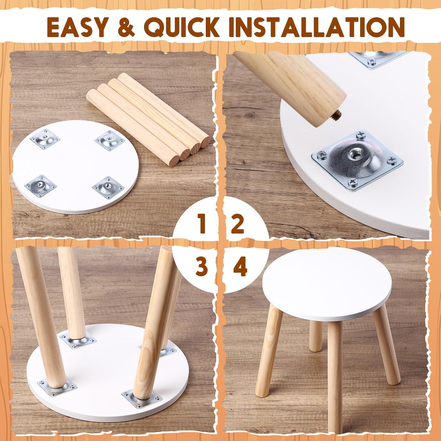 Taburete de Madera Wenqik 4 Piezas Blanco 26.2 cm