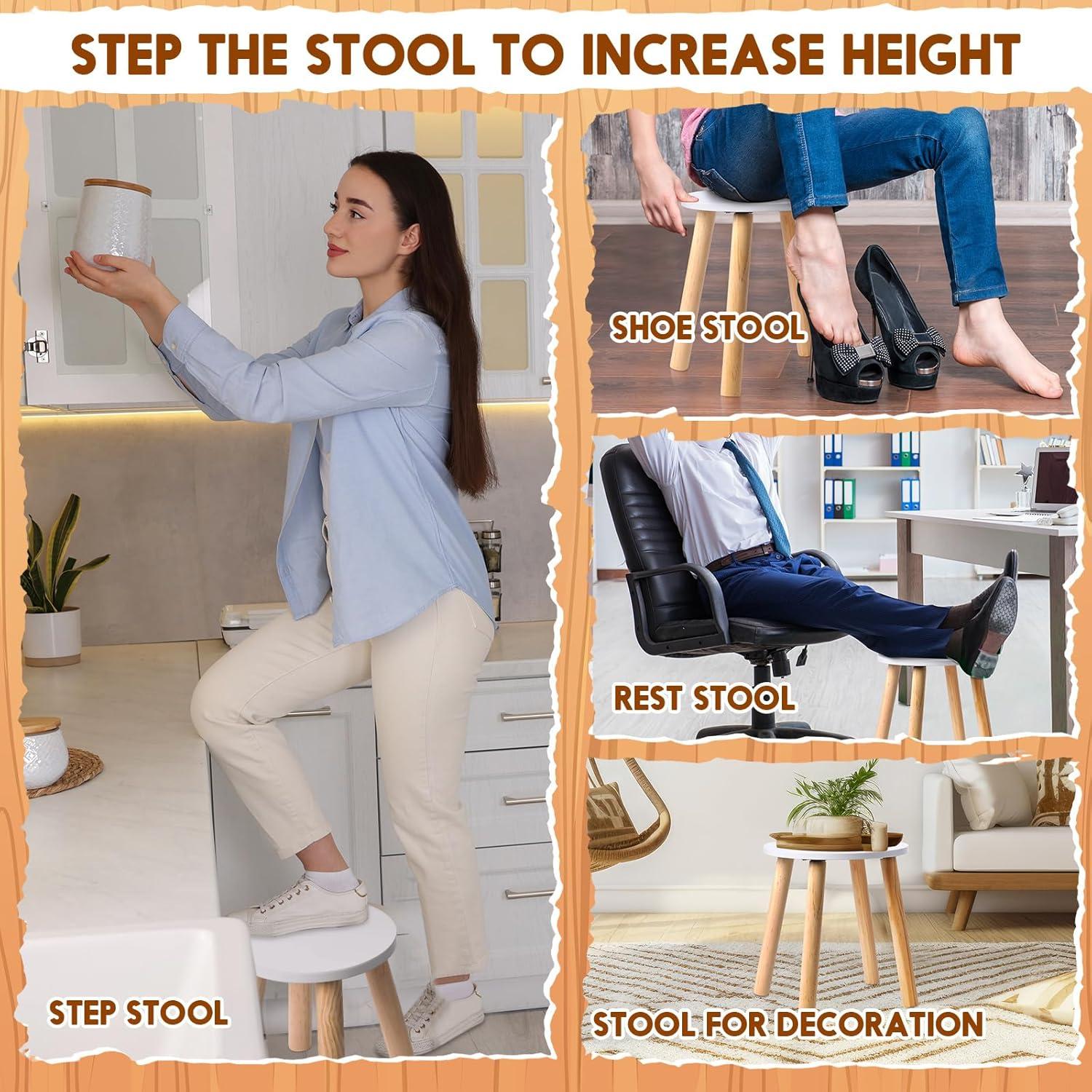 Taburete de Madera Wenqik 4 Piezas Blanco 26.2 cm