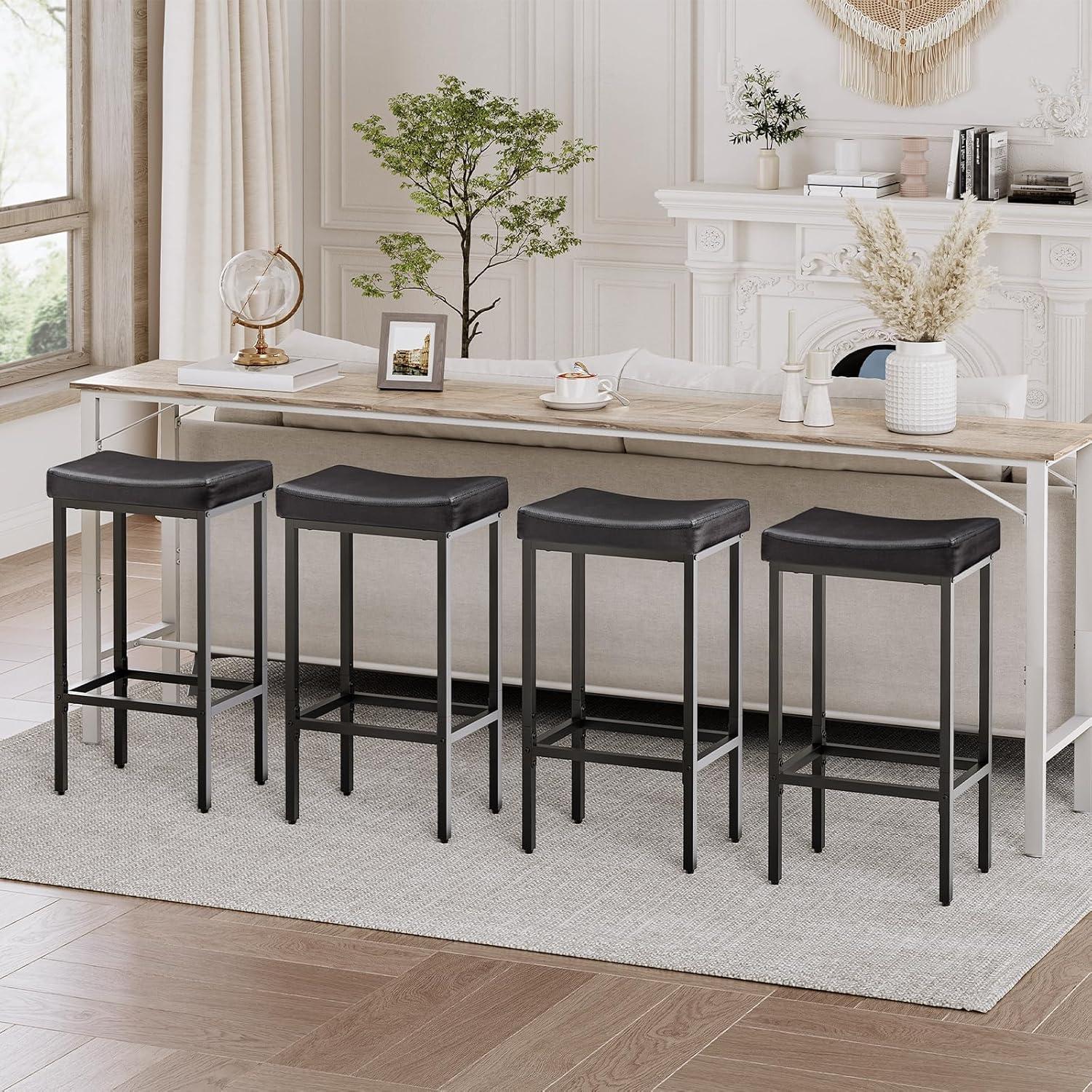 Conjunto de 4 Taburetes de Bar HOOBRO Negro 63 cm