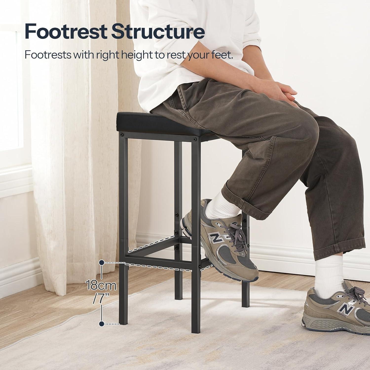 Conjunto de 4 Taburetes de Bar HOOBRO Negro 63 cm