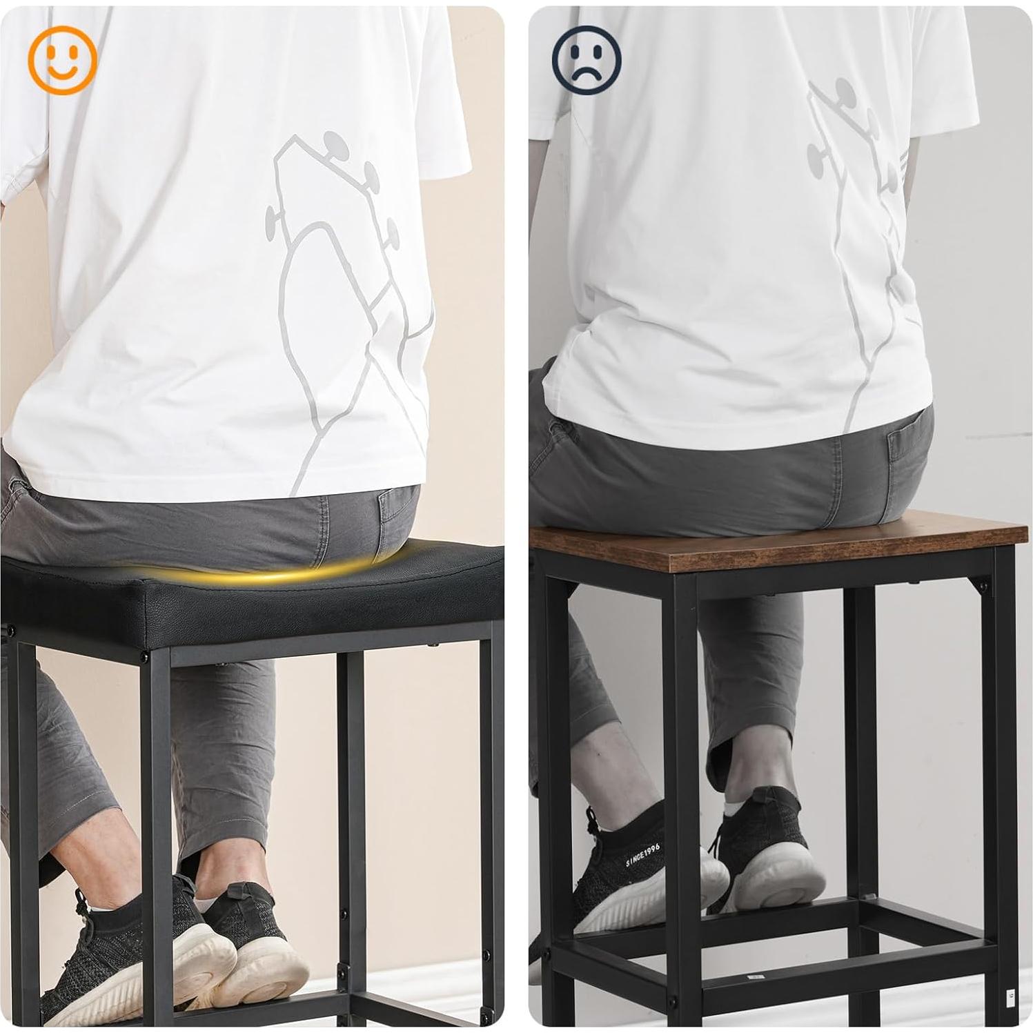 Conjunto de 4 Taburetes de Bar HOOBRO Negro 63 cm