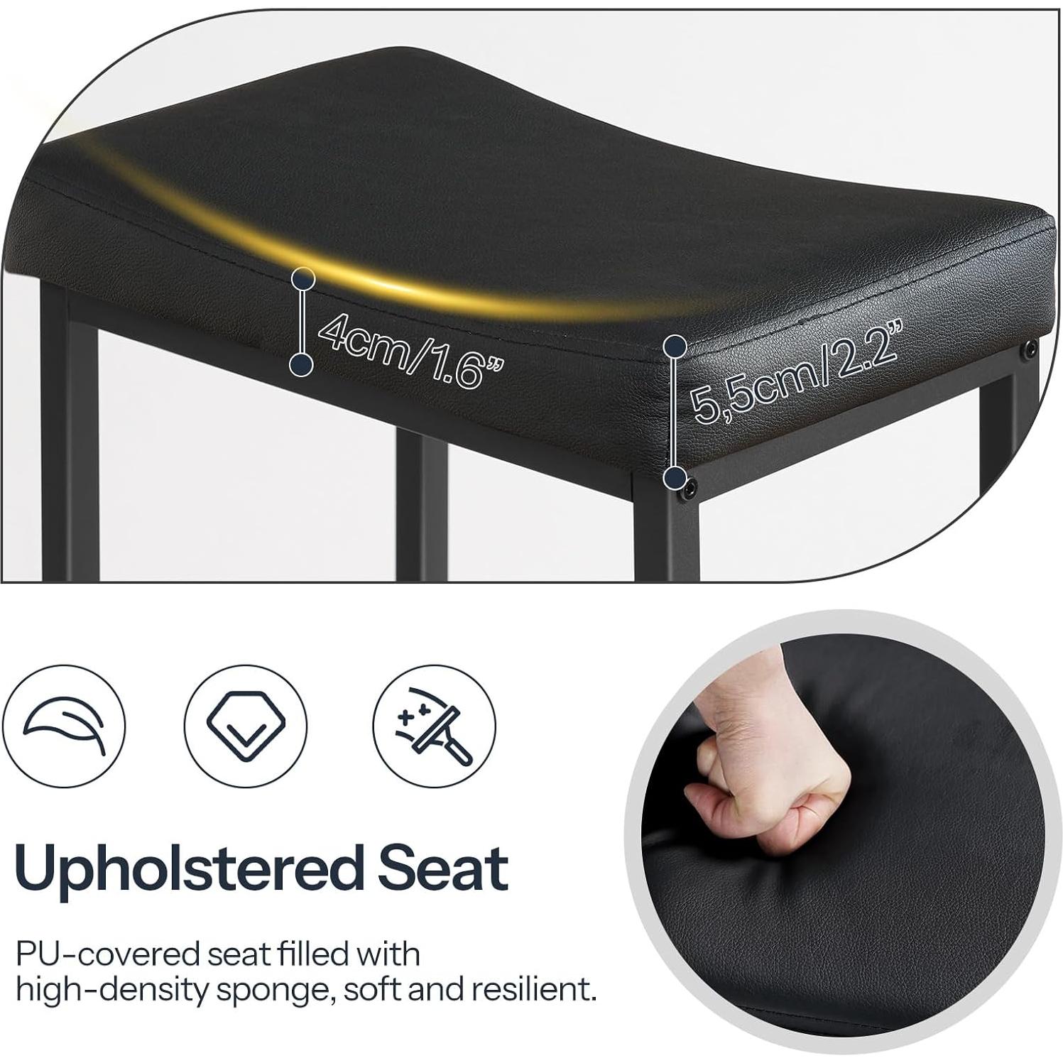 Conjunto de 4 Taburetes de Bar HOOBRO Negro 63 cm