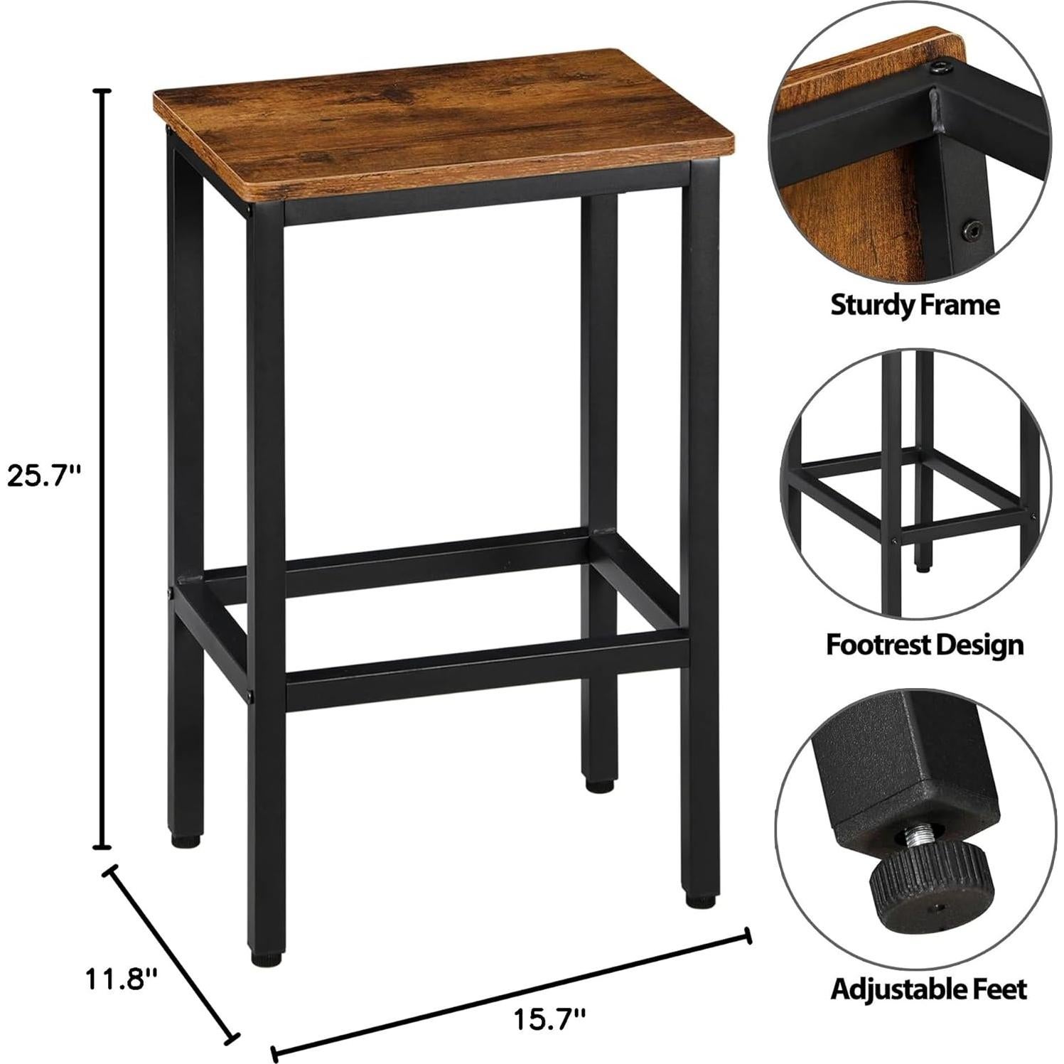 Juego de 4 Taburetes de Bar Metálicos SUPER DEAL 66 cm