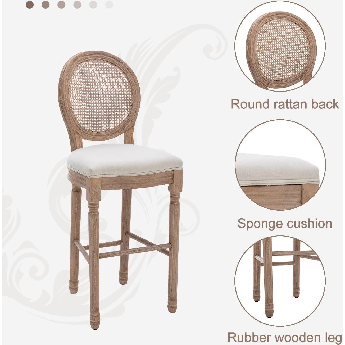 Conjunto de 4 Taburetes de Bar Virabit 66 cm Ratan Madera