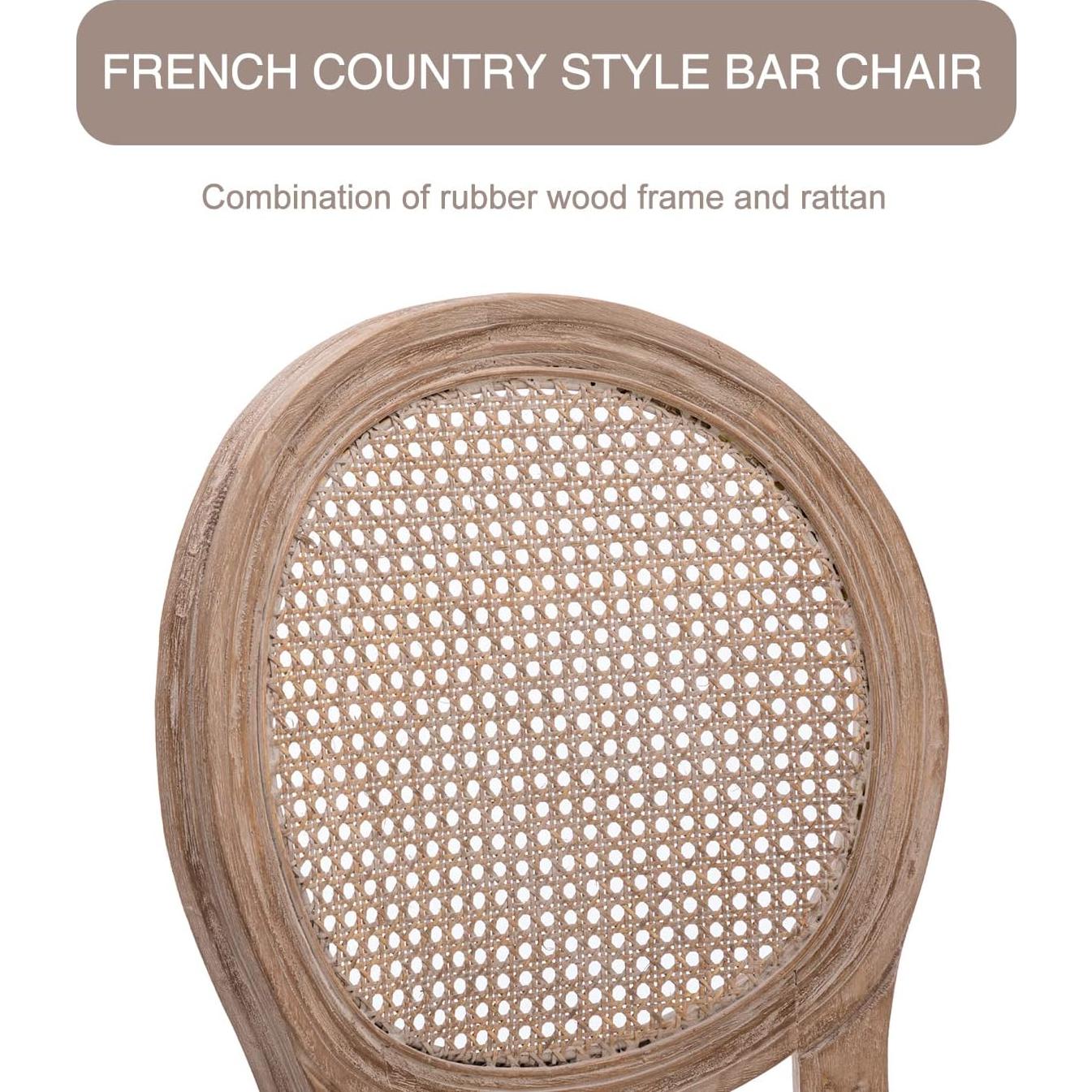 Conjunto de 4 Taburetes de Bar Virabit 66 cm Ratan Madera