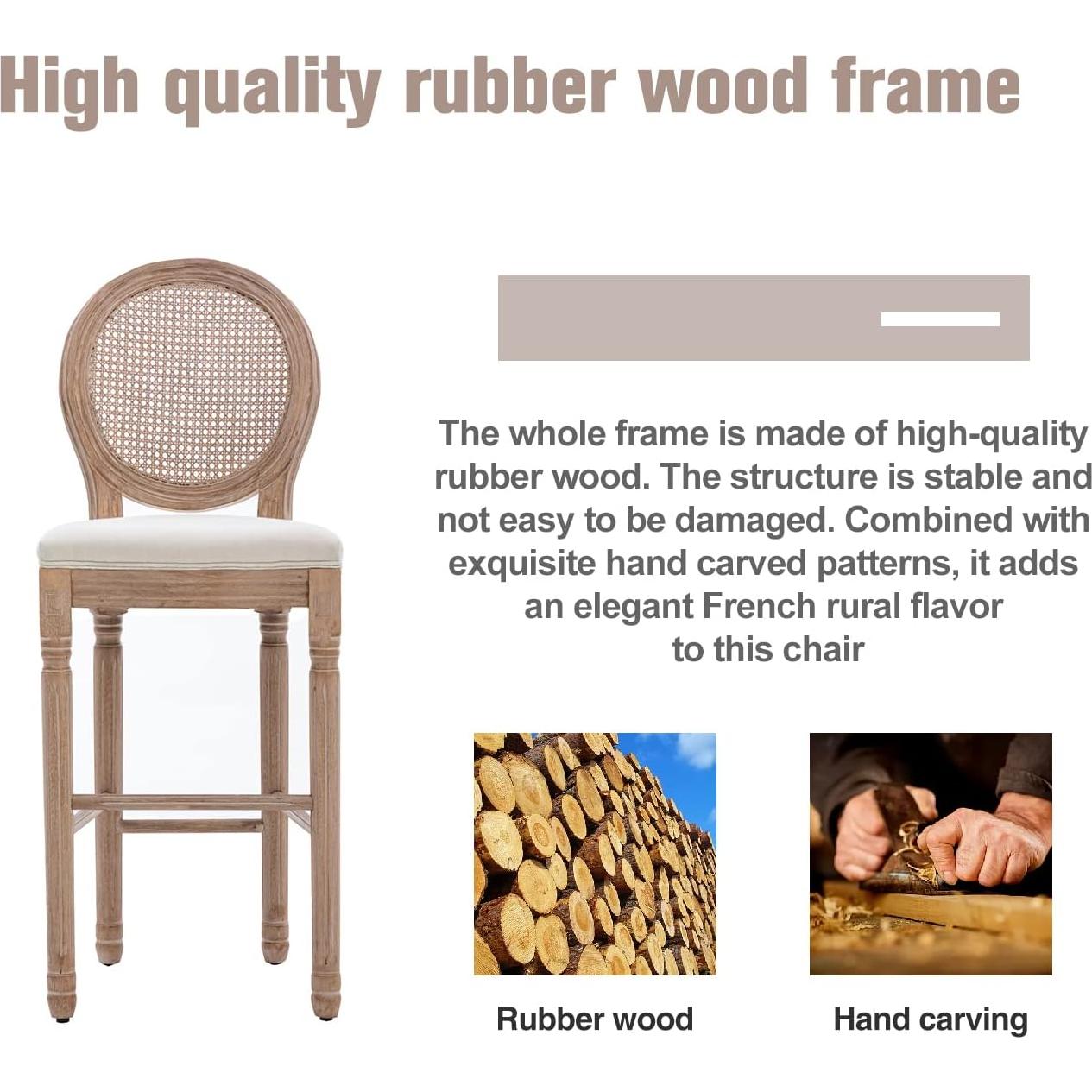 Conjunto de 4 Taburetes de Bar Virabit 66 cm Ratan Madera