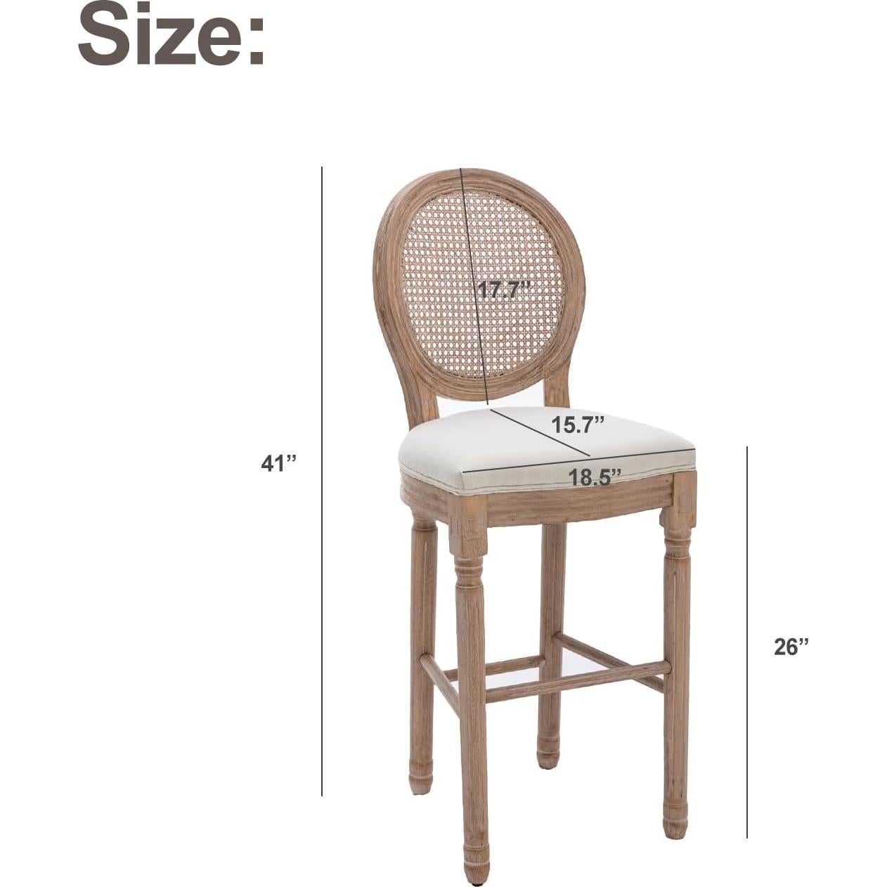 Conjunto de 4 Taburetes de Bar Virabit 66 cm Ratan Madera