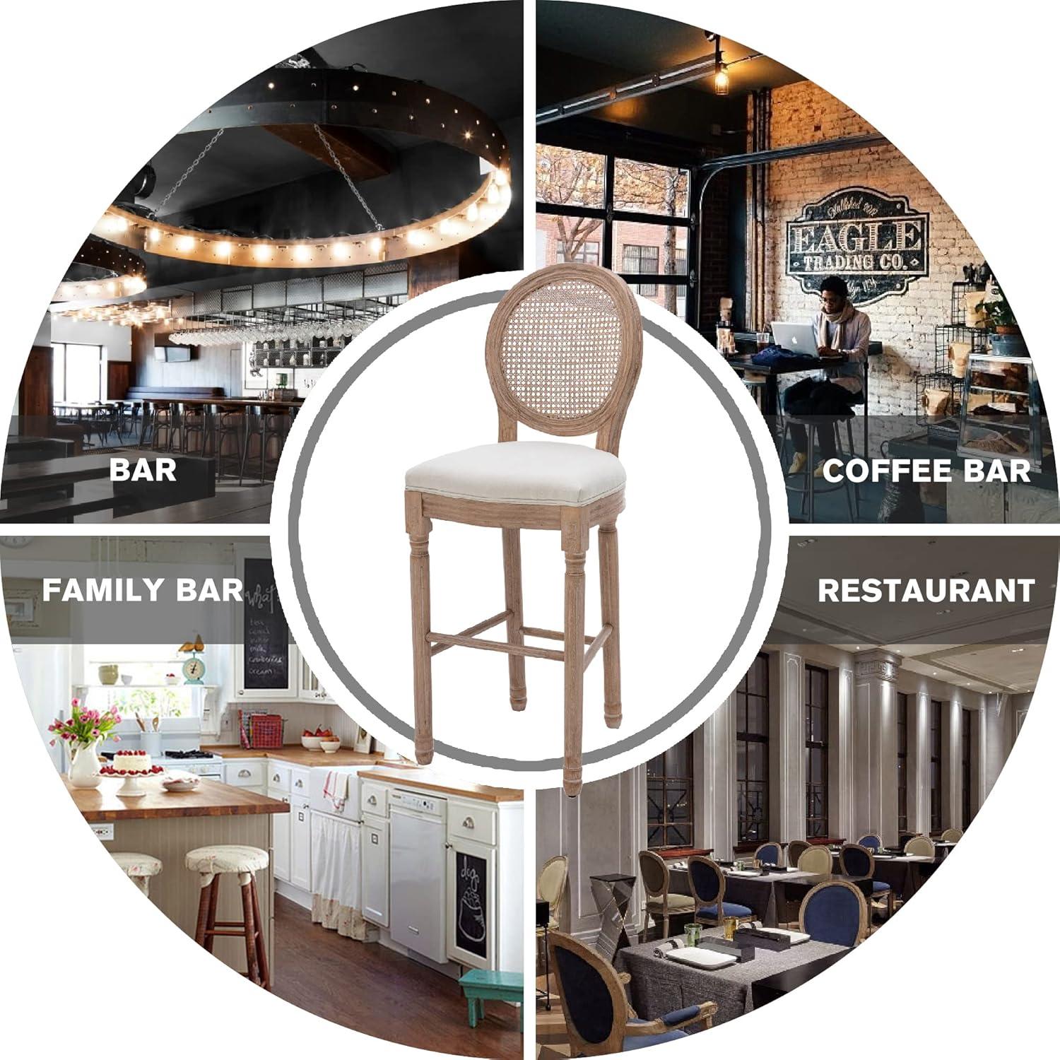 Conjunto de 4 Taburetes de Bar Virabit 66 cm Ratan Madera