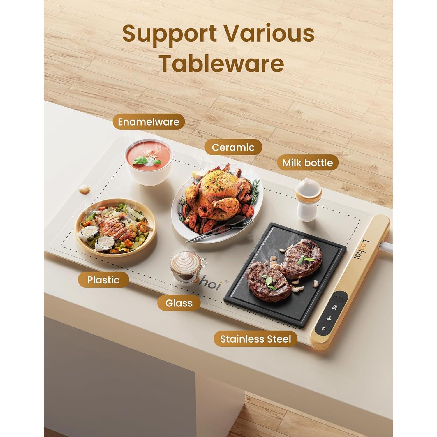 Alfombrilla Calentadora de Comida LOOHOI 61x38cm 6 Niveles