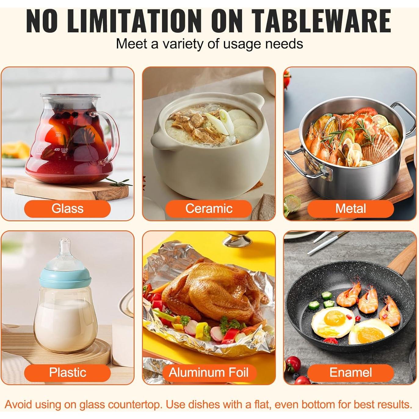 Bandeja Calentadora Eléctrica VEVOR 64x36cm Acero Inoxidable