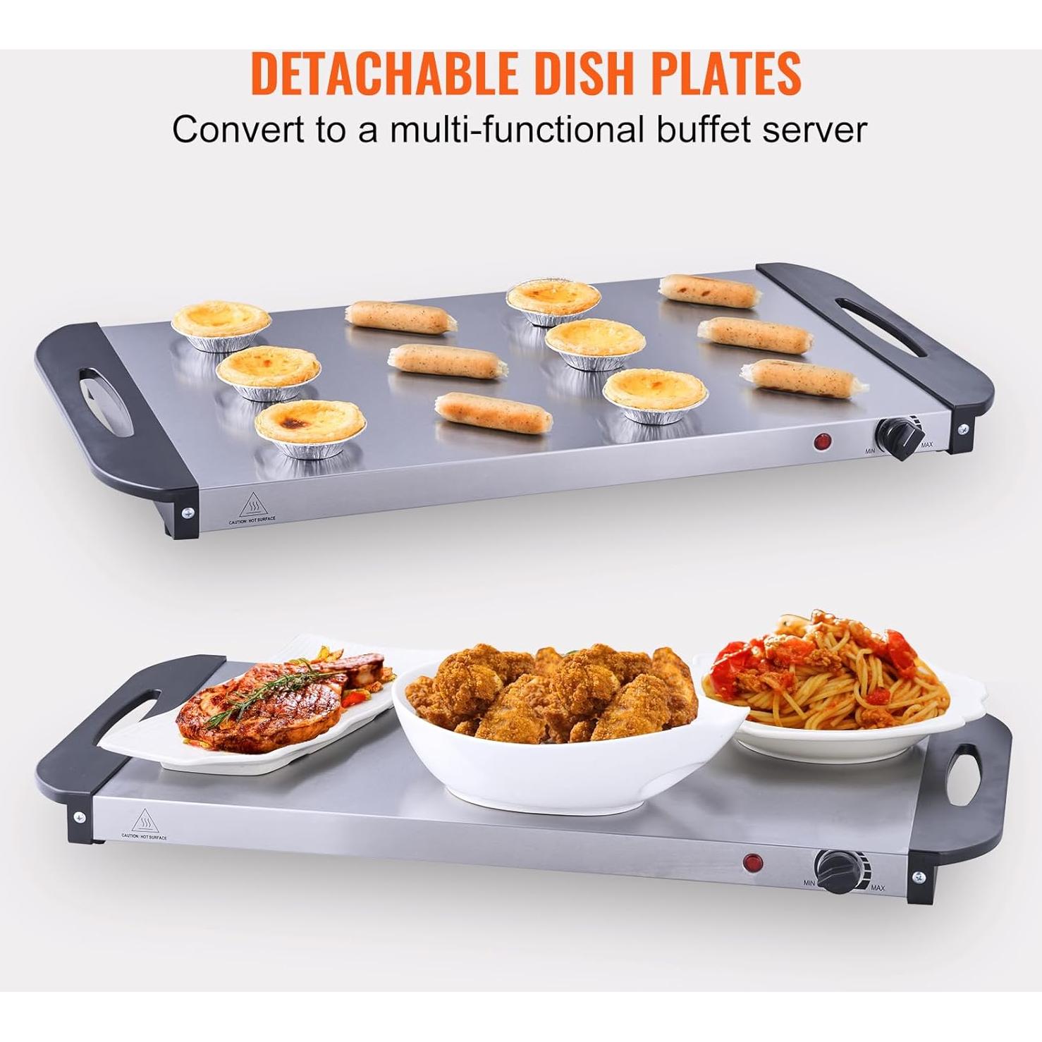 Bandeja Calentadora Eléctrica VEVOR 7.5L Acero Inoxidable