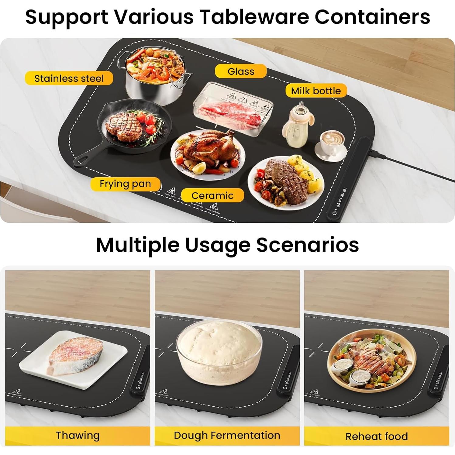 Bandeja Calentadora Eléctrica Yeviaoy Plegable 1.65kg