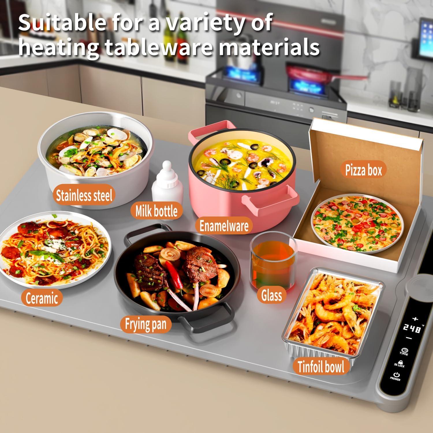 Bandeja Calentadora Eléctrica Iconfont 60x37.8cm 9 Niveles Gris