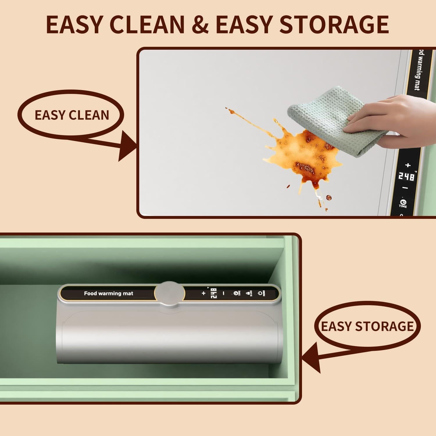 Bandeja Calentadora Eléctrica Iconfont 60x37.8cm 9 Niveles Gris