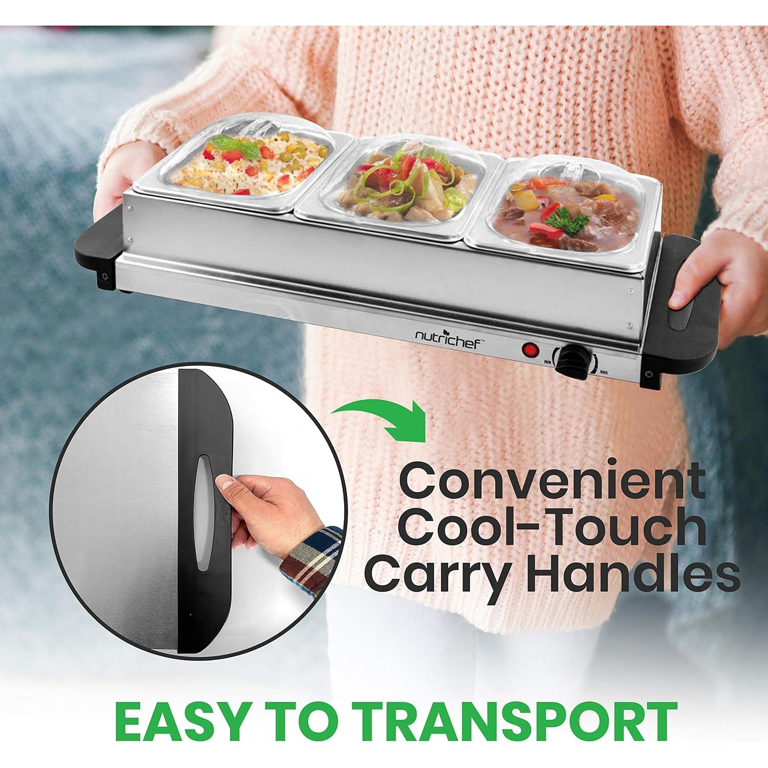 Servidor Buffet Calentador de Comida NutriChef 3 Bandejas 300W