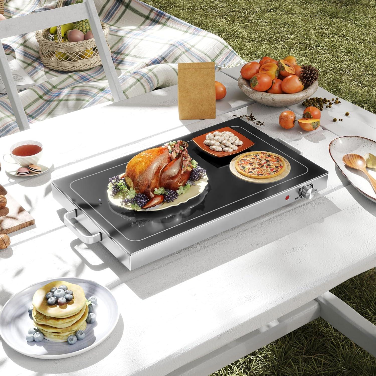 Bandeja Calentadora Eléctrica HOMCOM 56x35.6cm Temperatura Ajustable