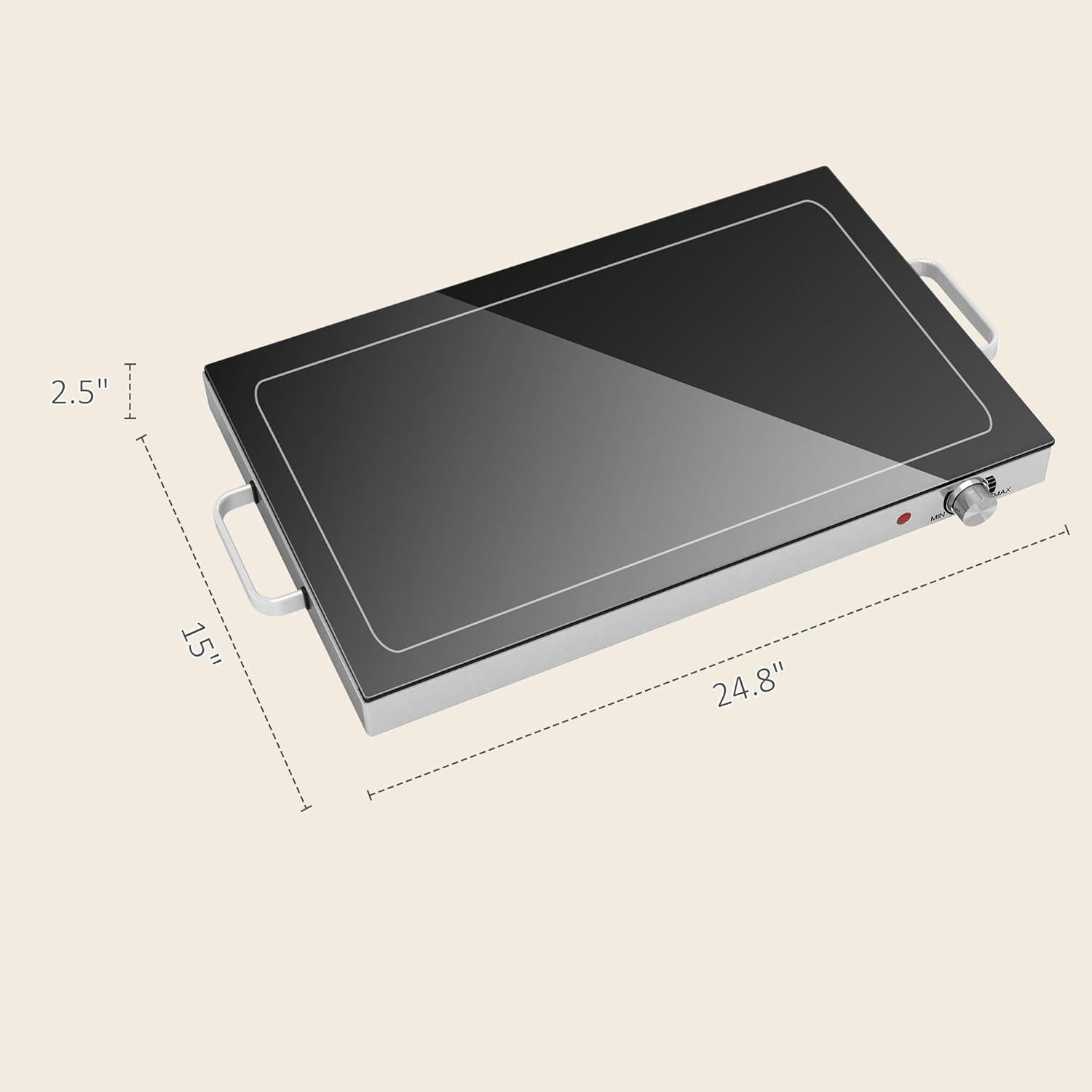 Bandeja Calentadora Eléctrica HOMCOM 56x35.6cm Temperatura Ajustable