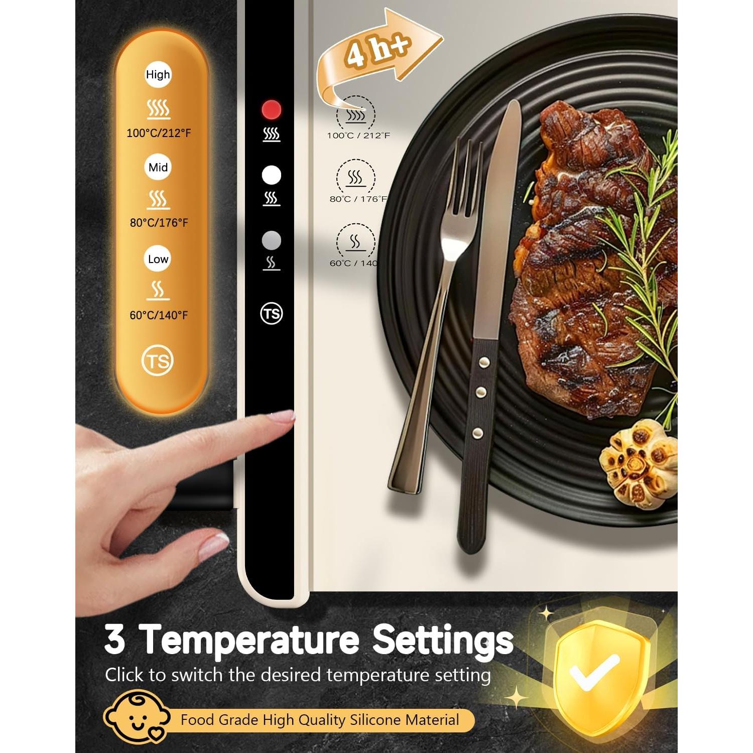 Alfombrilla Calentadora de Comida Ezcok 3 Temperaturas 1.35kg