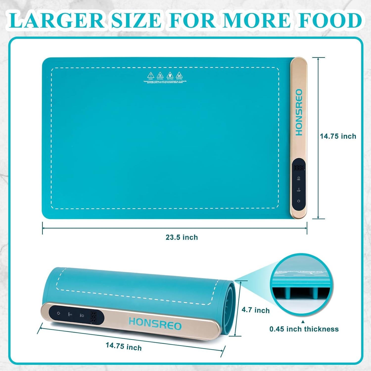 Bandeja Calentadora Eléctrica HONSREO 60x36.8cm 6 Modos Temperatura