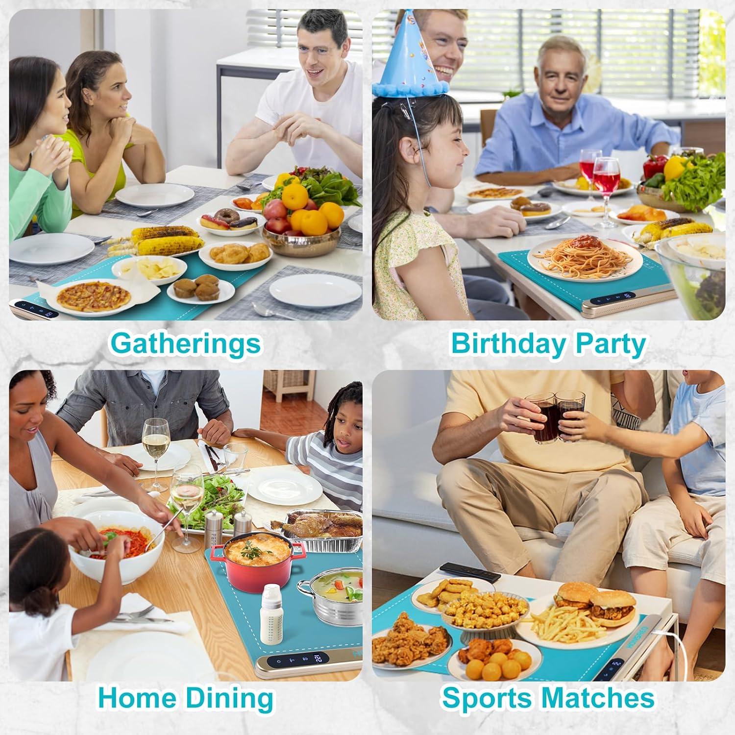 Bandeja Calentadora Eléctrica HONSREO 60x36.8cm 6 Modos Temperatura