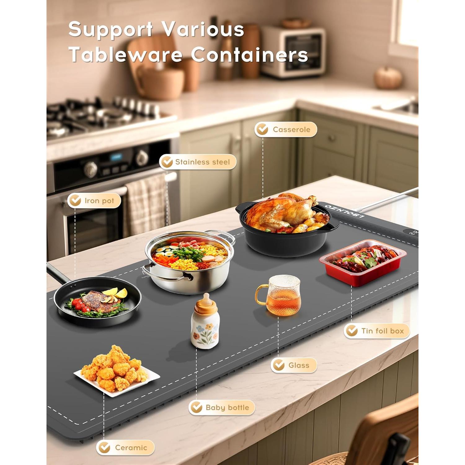 Alfombrilla Calentadora de Comida 580W Extra Grande 91x41cm