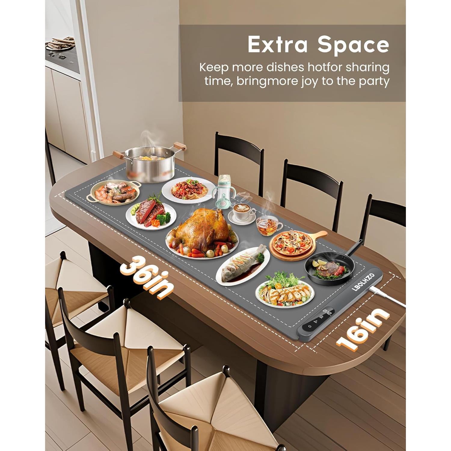 Alfombrilla Calentadora de Comida 580W Extra Grande 91x41cm