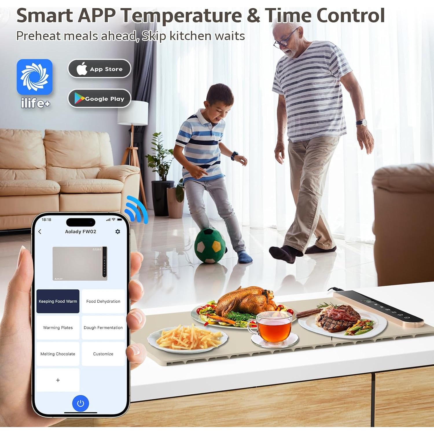 Bandeja Calentadora Eléctrica Aolady FW02 - Silicona Plegable 1.85kg