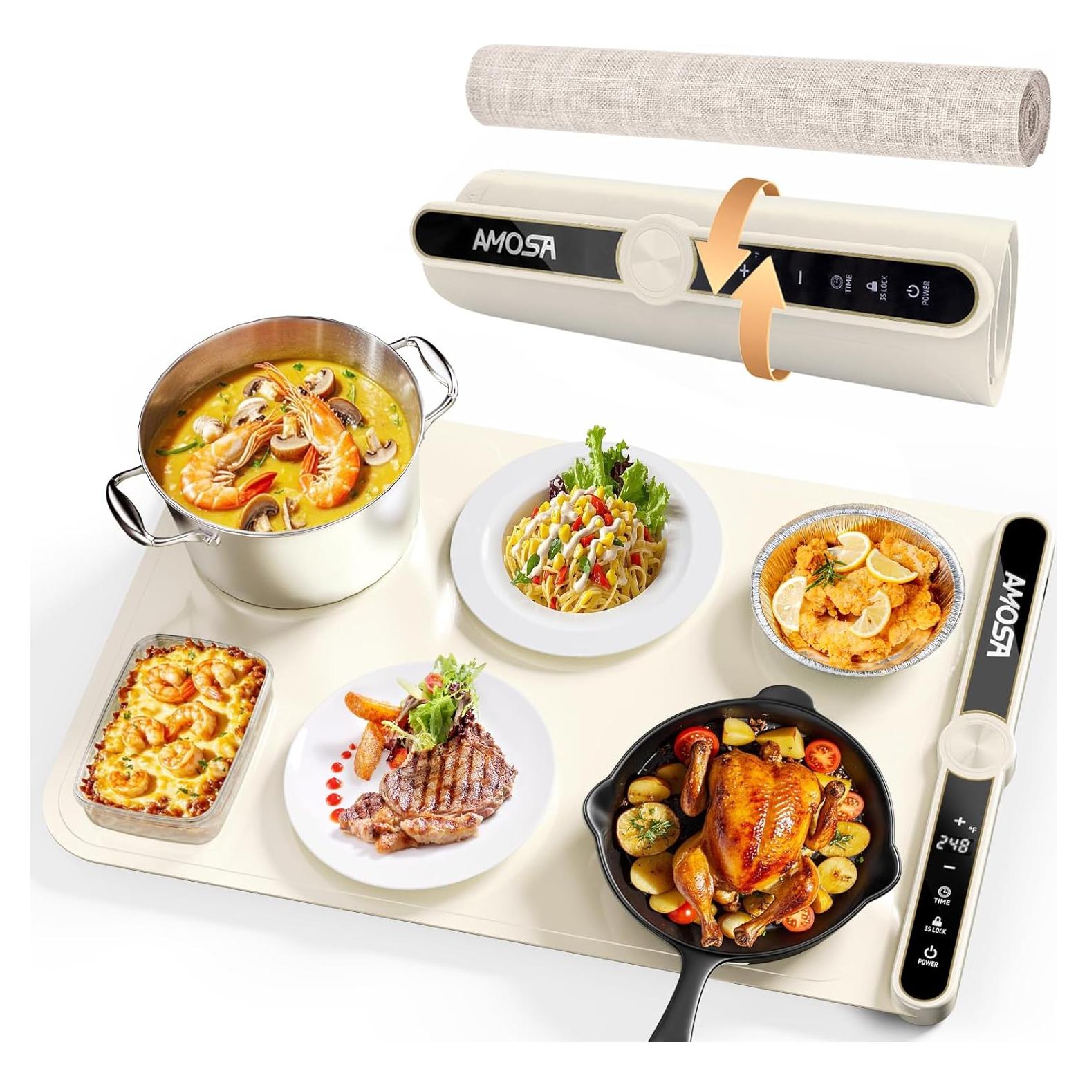 Alfombrilla Calentadora de Comida AMOSA 330W 9 Niveles Amarillo