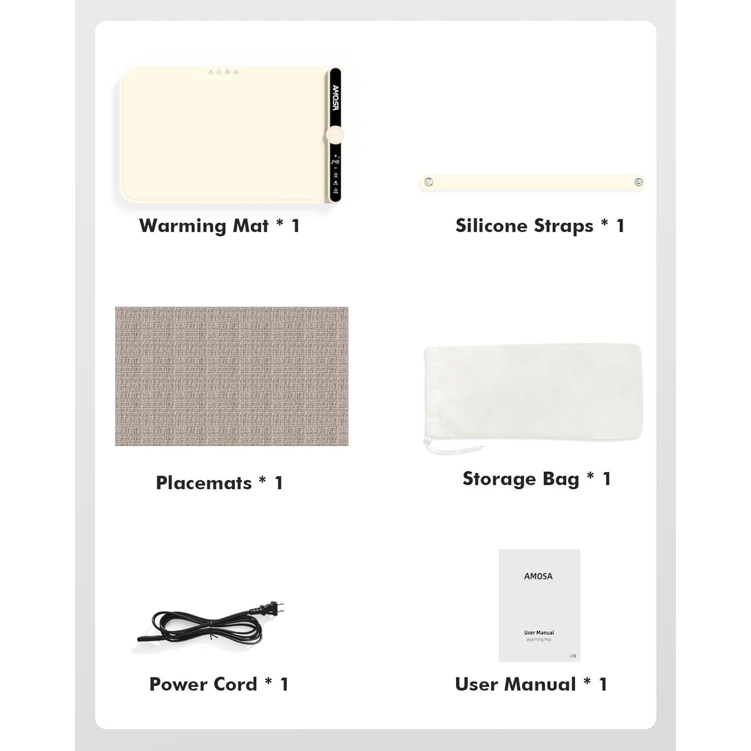 Alfombrilla Calentadora de Comida AMOSA 330W 9 Niveles Amarillo